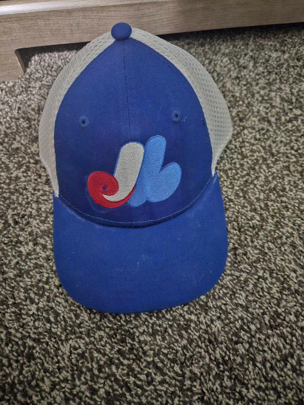 New Era Blue and Gray Kids Trucker Hat with Colorful Front Patch